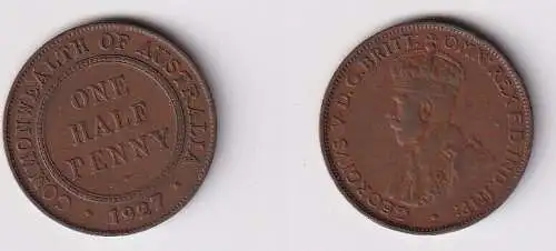 1/2 Penny Bronze Münze Australien Georg V. 1927 (145517)