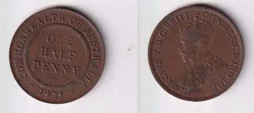 1/2 Penny Bronze Münze Australien Georg V. 1921 (146168)