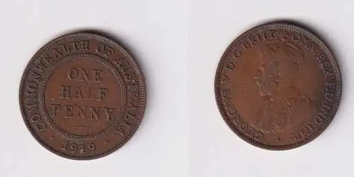 1/2 Penny Bronze Münze Australien Georg V. 1919 (140463)