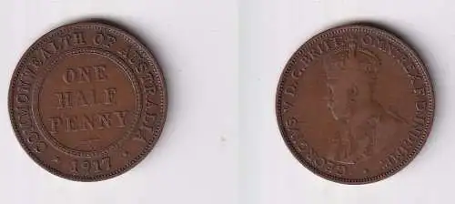 1/2 Penny Bronze Münze Australien Georg V. 1917 (145329)