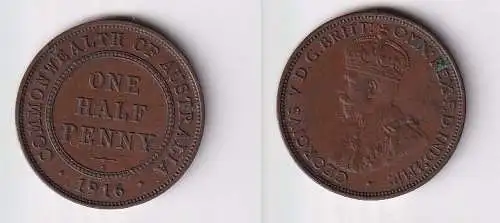 1/2 Penny Bronze Münze Australien Georg V. 1916 (146224)