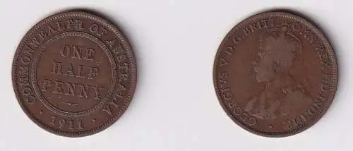 1/2 Penny Bronze Münze Australien Georg V. 1911 (142079)