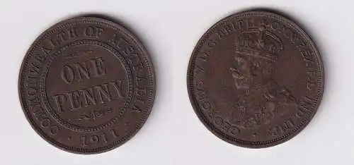 1 Penny Kupfer Münze Australien 1911 (146149)