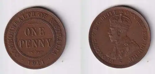 1 Penny Kupfer Münze Australien 1911 (145936)