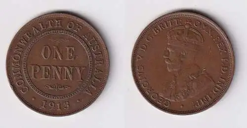 1 Penny Kupfer Münze Australien 1913 (146406)