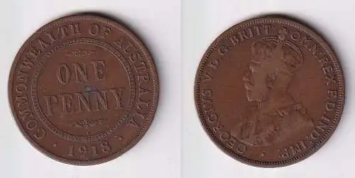 1 Penny Kupfer Münze Australien 1918 (146404)