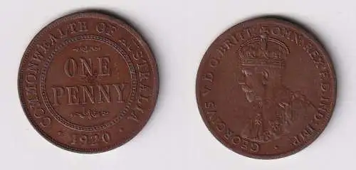 1 Penny Kupfer Münze Australien 1920 (146043)