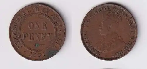 1 Penny Kupfer Münze Australien 1921 (144567)