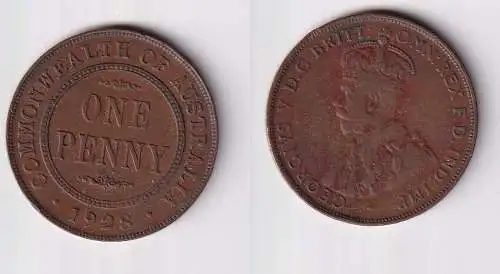 1 Penny Kupfer Münze Australien 1928 (146983)