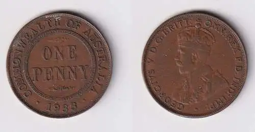 1 Penny Kupfer Münze Australien 1933 (148451)