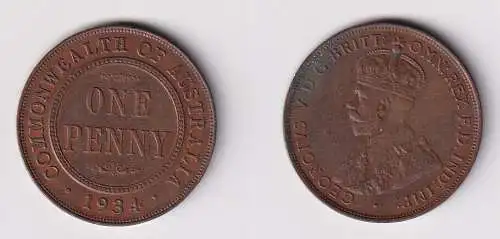 1 Penny Kupfer Münze Australien 1934 (144529)