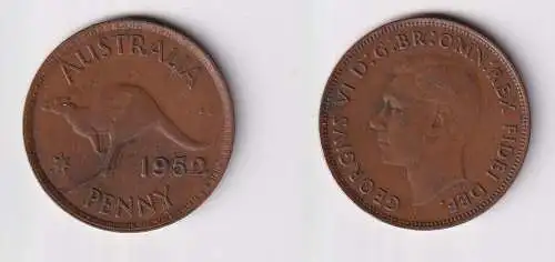 1 Penny Kupfer Münze Australien 1952 (142443)