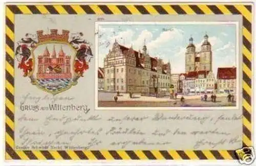 24748 Wappen Ak Lithographie Gruß aus Wittenberg 1905