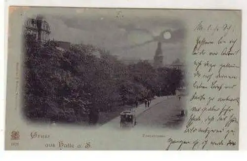 47027 Mondscheinkarte Gruß aus Halle Poststraße 1898