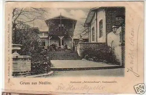 32660 Ak Gruß aus Nedlitz Restaurant Schweizerhaus 1899