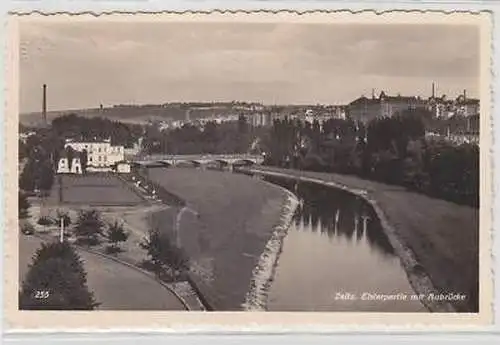 44381 Ak Zeitz Elsterpartie mit Aubrücke 1941