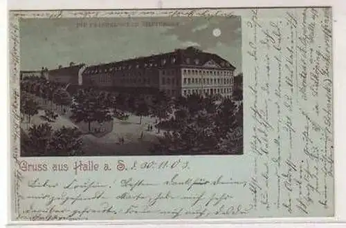 15028 Mondscheinkarte Gruss aus Halle an der Saale 1903