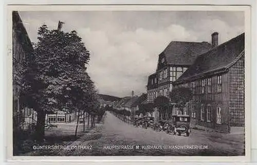 54956 Ak Güntersberge Ostharz Hauptstrasse mit Kurhaus & Handwerkerheim 1935