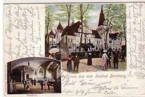 44856 Mehrbild Ak Gruß aus dem Soolbad Bernburg Kurhaus und Vestibül 1906