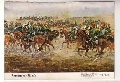 55985 Ak "Anreiten zur Attacke" Jäger Regiment zu Pferd 11 und Ulanen Regiment 2