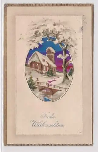 97403 Halt gegen das Licht Ak Frohe Weihnachten verschneite Kirche 1915