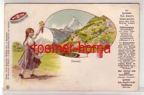 68598 Reklame Ak Zermatt Apotheker Brandts Schweizerpillen um 1900