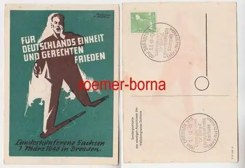 72880 Künstler Ak Für Deutschlands Einheit und gerechten Frieden Dresden 1948