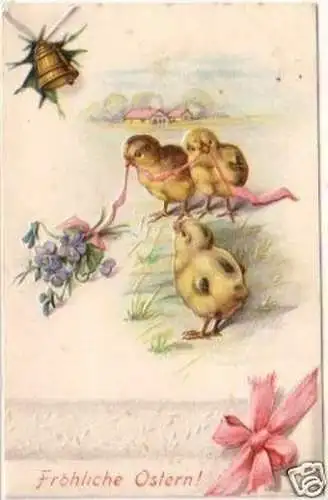 21163 Präge Ak Fröhliche Ostern 3 Küken 1911