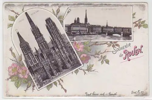 68540 Ak Lithographie Souvenir de Rouen um 1900