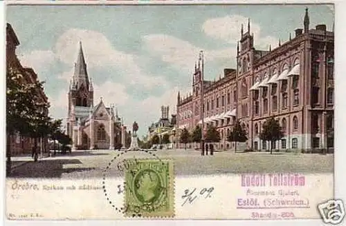 33501 Ak Örebro Kyrkan och Radhuset Schweden 1909