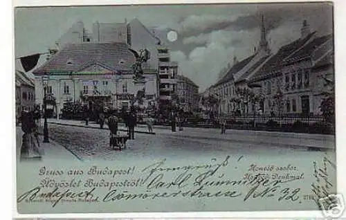 10885 Mondscheinkarte Gruss aus Budapest 1899