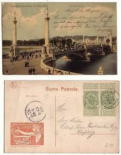 59202 Ak Exposition Universelle de Liege Belgien 1905 Pont de Fragnée