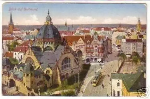 19051 Ak Blick auf Dortmund mit Synagoge 1917