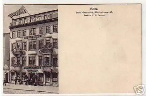 17974 Ak Mainz Hotel Germania Rheinstrasse um 1910