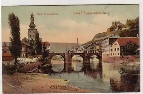 18319 Ak Bad Kreuznach Nahebrücke Kauzenberg 1914