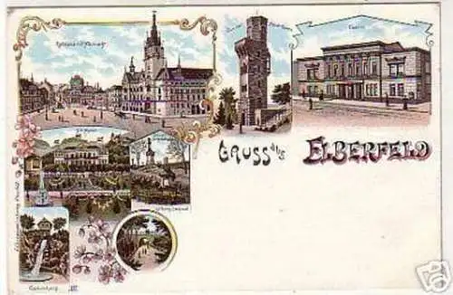 11075 Ak Lithographie Gruss aus Elberfeld um 1900