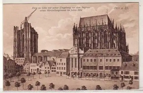 10983 Ak Köln historisches Bild vom Bau am Dom um 1824