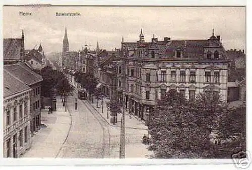 09946 Ak herne Bahnhofstraße mit Straßenbahn 1908