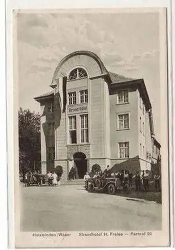 26465 Ak Holzminden Weser Strandhotel H. Freise mit Auto davor 1927