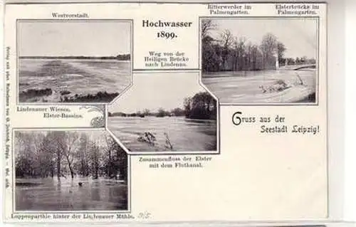 56711 Mehrbild Ak Gruß aus der Seestadt Leipzig Hochwasser 1899