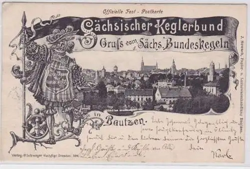 90539 Ak Gruß vom sächs. Bundeskegeln in Bautzen 1903