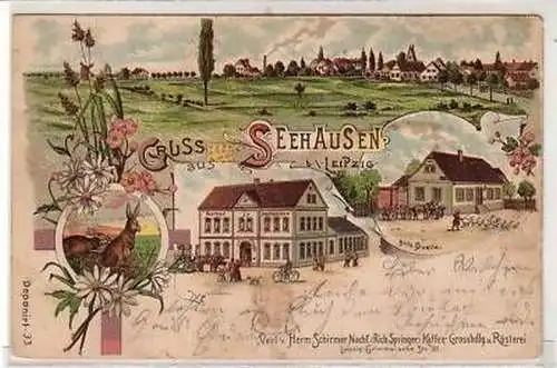 30/128 Ak Lithografie Gruss aus Seehausen Gasthof 1901