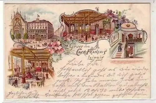 30/154 Ak Litho Gruss vom Café Francais Leipzig 1898