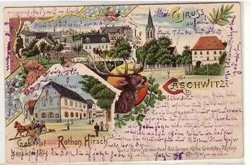 30/23 Ak Litho Gaschwitz Gasthaus z. Rothen Hirsch 1902