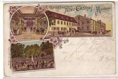 30/10 Ak Lithografie Gruss v. alten Gasthof Mockau 1902