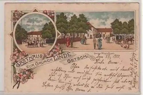 30/28 Ak Litho Gasthaus zur Grünen Linde Oetsch 1900