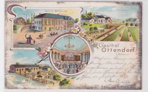 14561 Ak Lithographie Gasthof Ottendorf bei Mittweida 1909