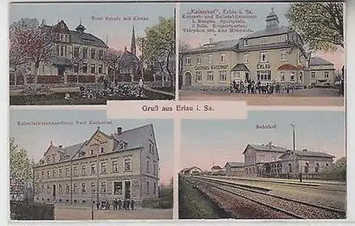 65412 Mehrbild Ak Gruß aus Erlau i. Sa. Gasthaus Kaiserhof u.a. um 1920