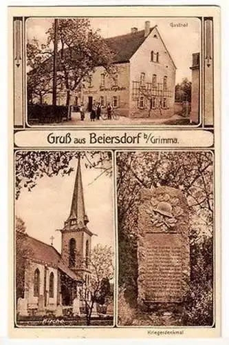 65677 Mehrbild Ak Gruß aus Beiersdorf b. Grimma Gasthof Kirche usw. 1928