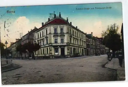 92148 Ak Borna Bahnhof- Ecke Altenburgerstrasse 1917